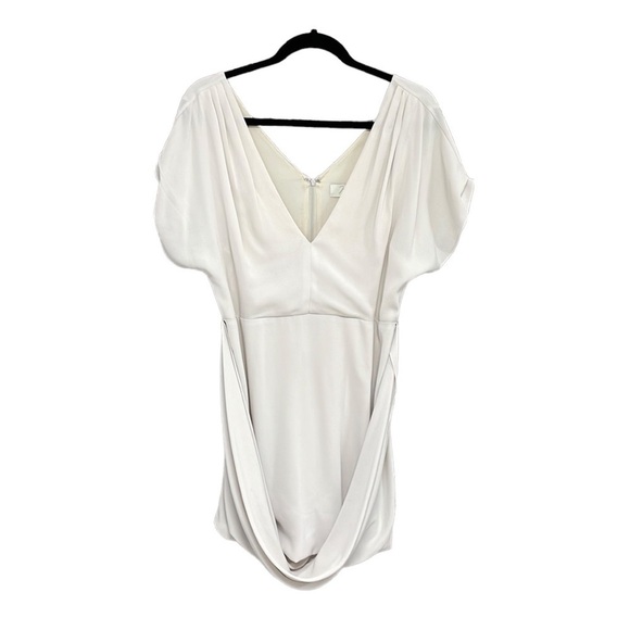 MAXAZRIA COLLECTION Dress Cream Drape Front Deep V-Neck Size Small - Picture 1 of 15